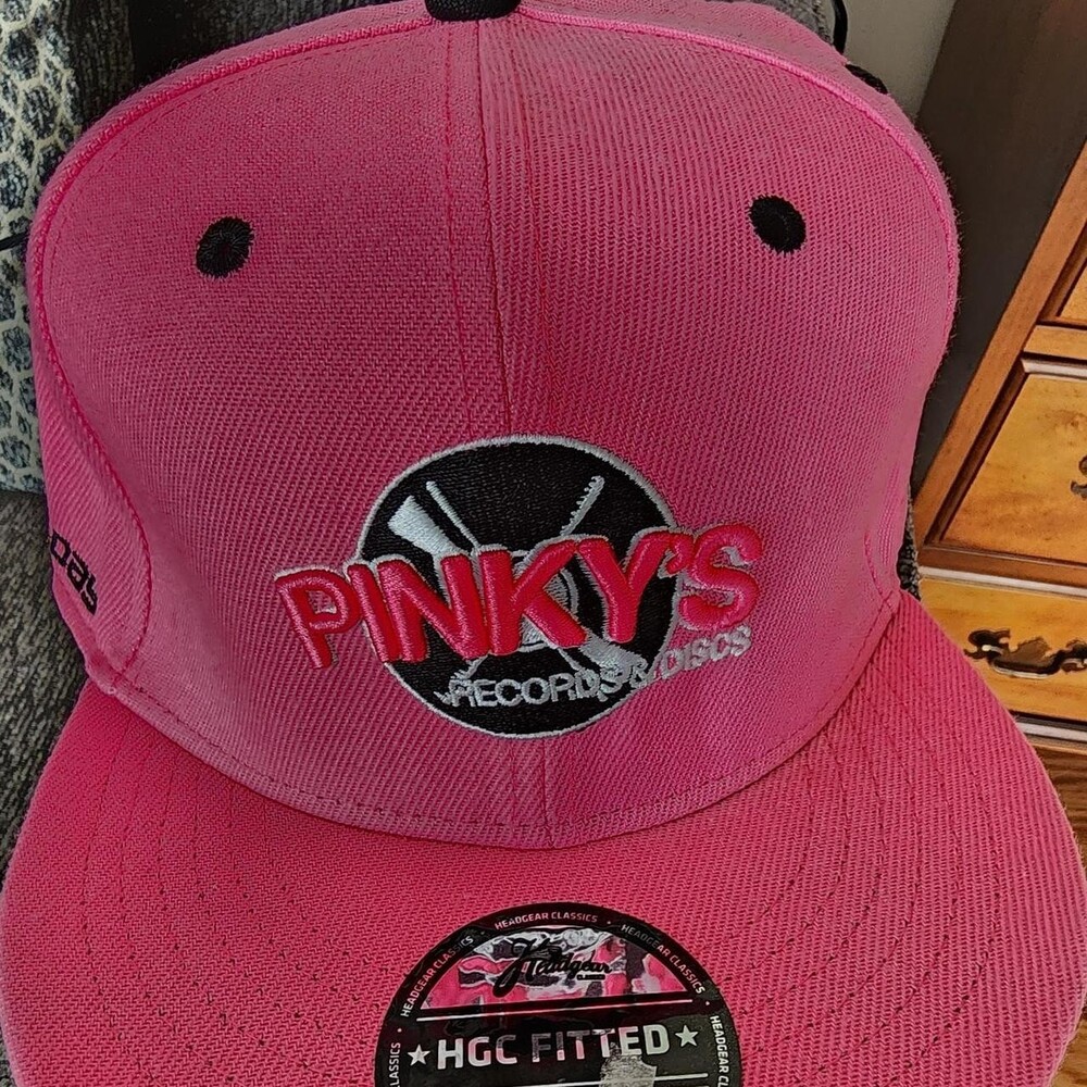 Headgear Classic Brand Pink & Black Pinky's Records fitted cap 7 3/8 - NWOT